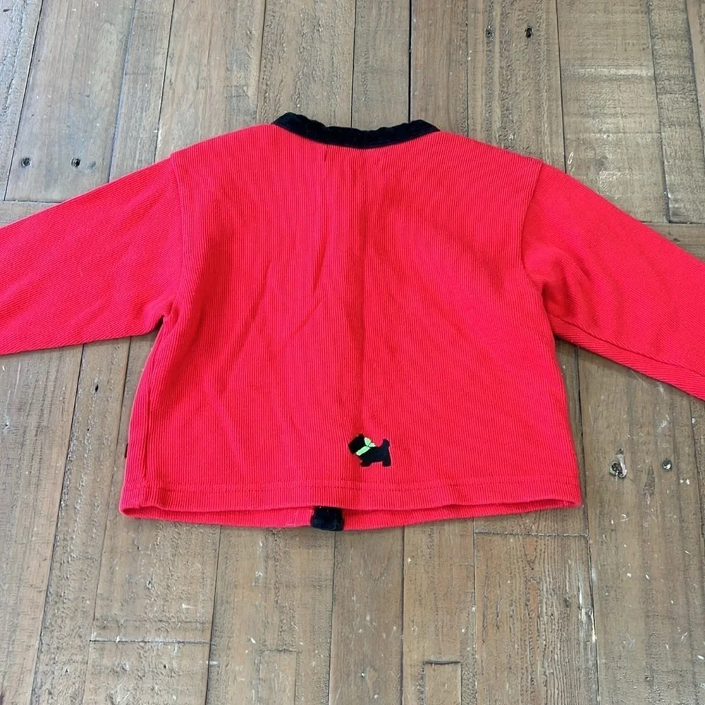 Gymboree rainbow tag waffle knit velvet Scotty dog cardigan sweater